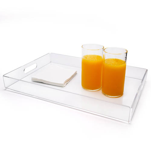 transparent acrylic serving tray with handle